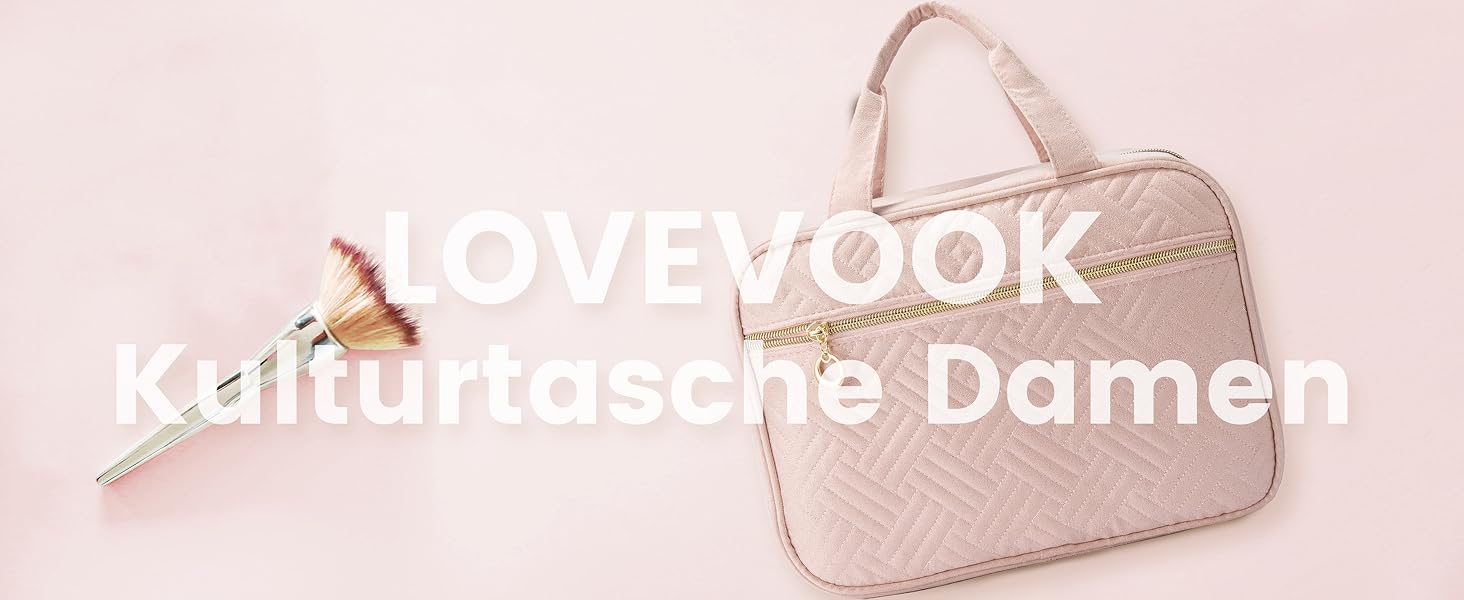 Сумка для косметики жіноча LOVEVOOK водонепроникна, з гачками, рожева, велика