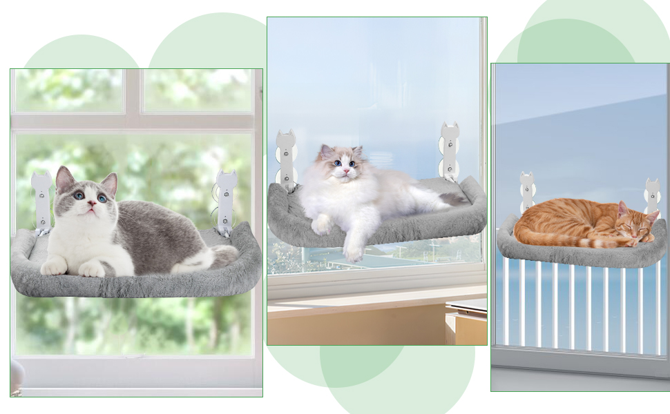 Кішка ліжко на вікно, 60x30 см - гамак для котів з міцними присосками, для великих котів до 25 кг