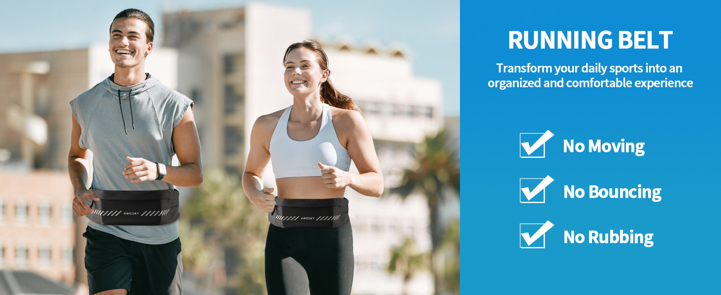 Водонепроникний поясний ремінь для телефону з 3 кишенями, спортивний пояс для бігу, бананка для чоловіків та жінок, чорний (7.0