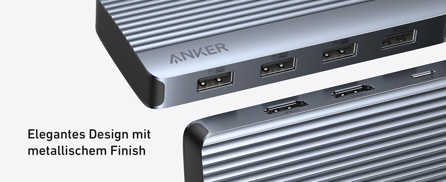 Хаб USB-C Anker 7-в-1: Док-станція з двома HDMI, 100W живлення, 10Gbit/s, USB для MacBook, Dell, iPad