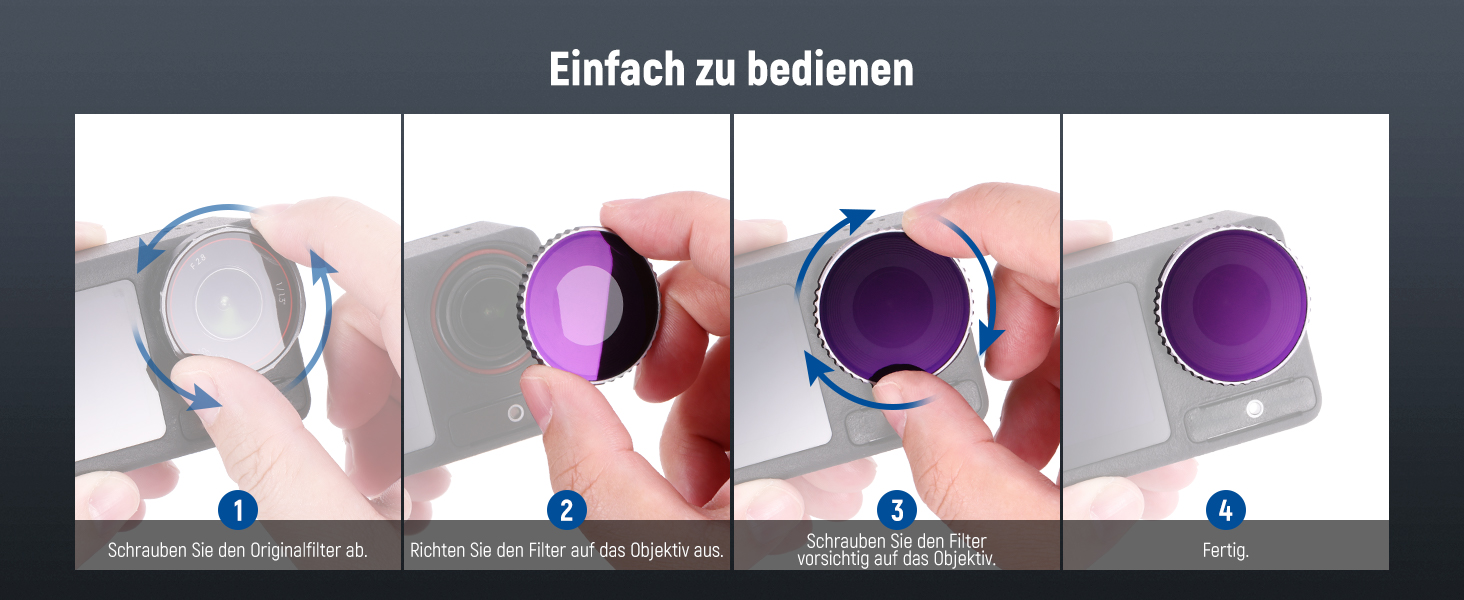 Набір фільтрів NEEWER CPL & ND для DJI Osmo Action 4/Action 5 Pro (4 шт.): поляризаційний фільтр CPL + ND8 + ND16 + ND32, аксесуари для екшн-камери, багатошарове покриття, FL-A12 (ND8/ND16/ND32/ND64)