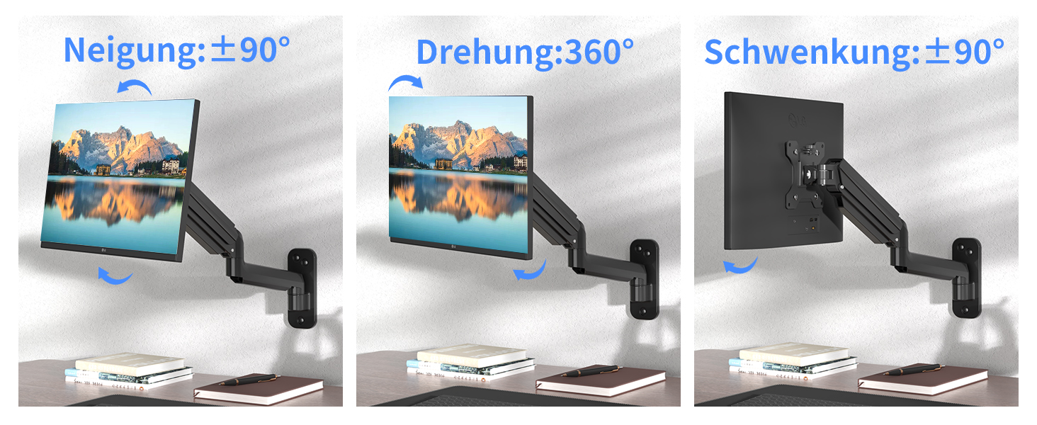 Кріплення для монітора Suptek, 13-32 дюйми, LED/LCD/TV, до 9 кг, газ-амортизатор, регулювання висоти, нахил, поворот, VESA 75/100, чорний