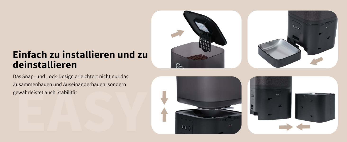 Автоматичний диспенсер корму та води для котів DOEL 2-в-1 з керуванням через додаток, голосовою підтримкою та таймером, 6л корму + 2.5л води