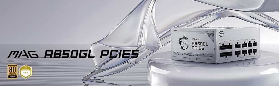 Блок живлення MSI MAG A850GL PCIE5 White, 850W, 80 Plus Gold, повністю модульний, ATX 3.0, PCIe 5.0, білий