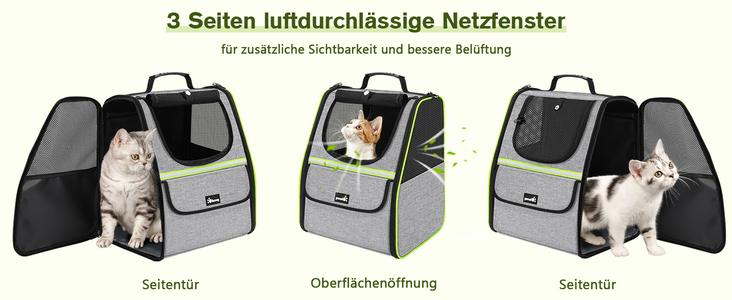 Рюкзак для кота Pecute з сітчастим вікном, переноска для тварин, дихаючий та легкий, сірий, до 6 кг
