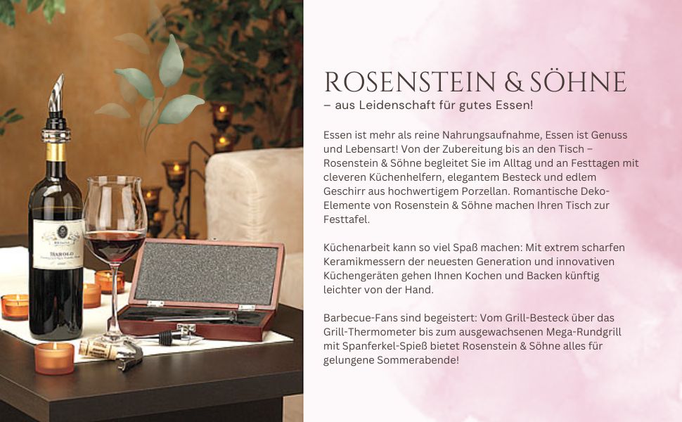 Набір для вина Rosenstein & Söhne: елегантний набір сомельє з 6 частин у дерев'яній шкатулці (інструмент сомельє, кельнерський ніж)