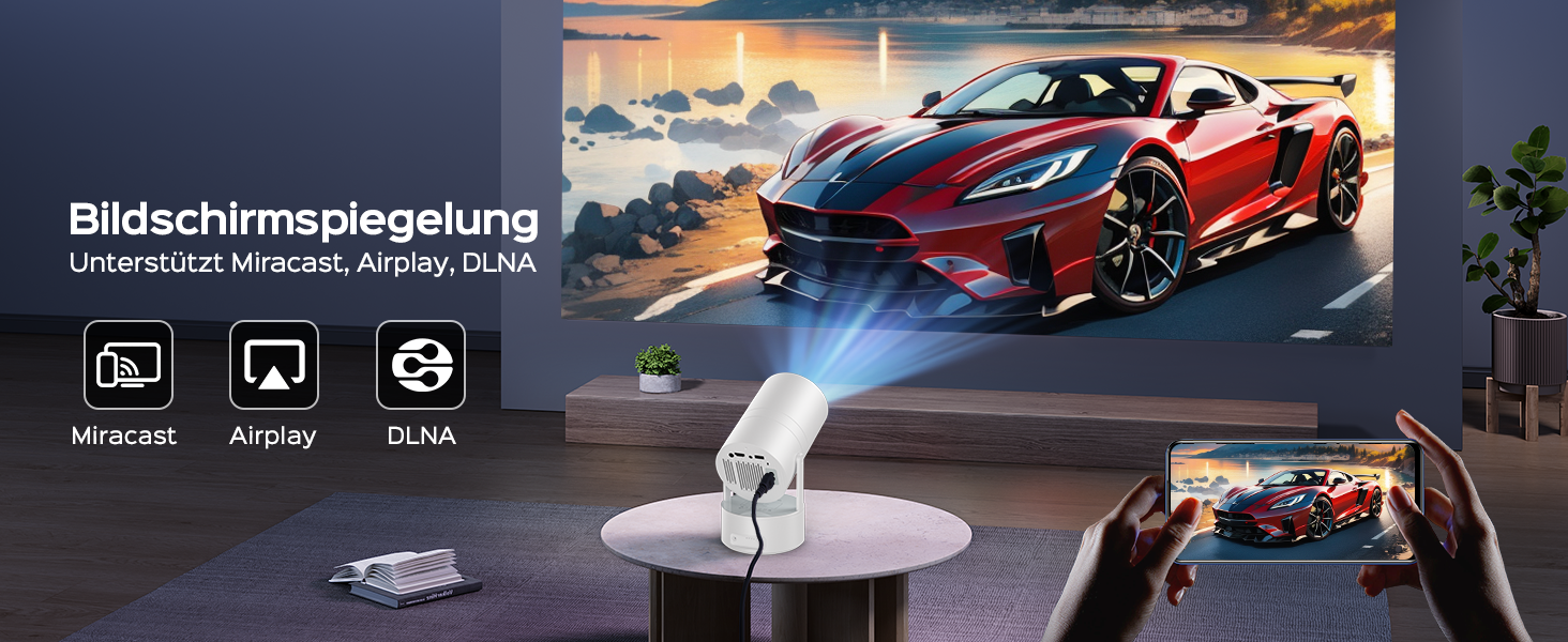 Aubor Mentech Mini Beamer 4K: Портативний проєктор для дому з Wi-Fi 6, BT 5.2 та Android OS, Auto Keystone, 180° та підтримкою HDMI.