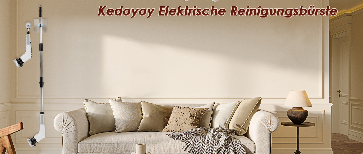 Електрична щітка для прибирання 8-в-1 з набором насадок, для ванної, кухні, авто, підлоги (червона)