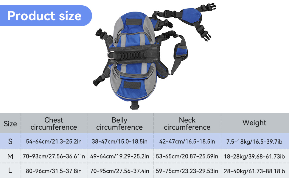 Рюкзак для собак Cyrank: набір посуду, жилет, сумка для спорядження, туристичний рюкзак для собак з світловідбиваючими смугами, жилет для собак, підходить для великих собак (S)