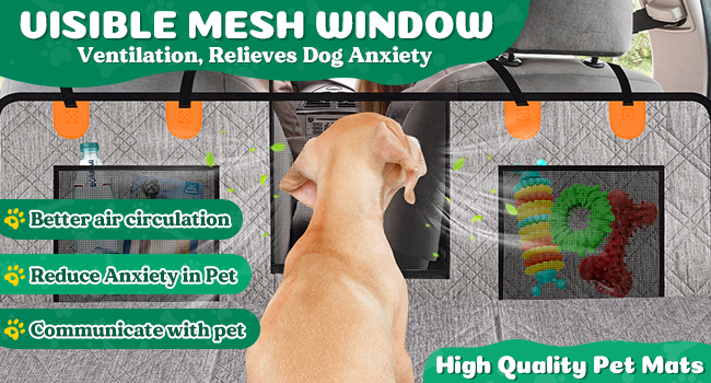 Loiion Dog Car Seat Cover - Waterproof & Protective Back Seat Liner for Cars, SUVs & Trucks - Durable, Non-Slip, Hard Bottom - Grey