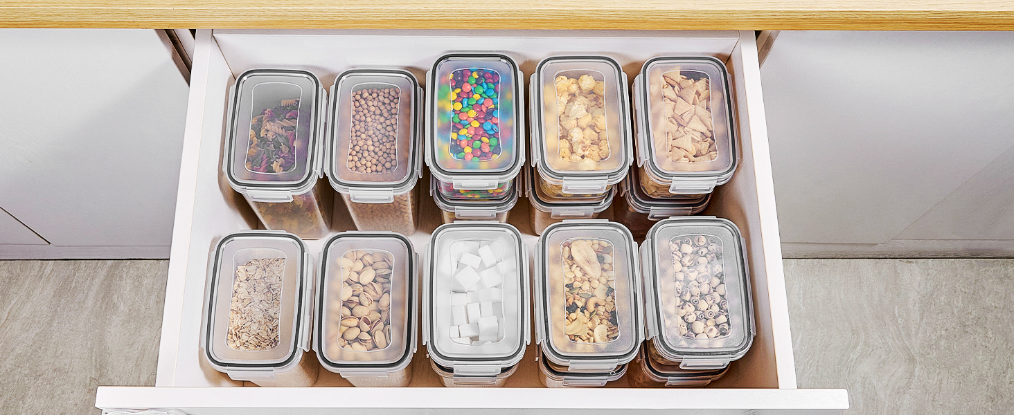 Набір контейнерів для зберігання Vtopmart з кришкою, 24 шт. - BPA-free, для борошна, цукру, круп. З ручкою та етикетками