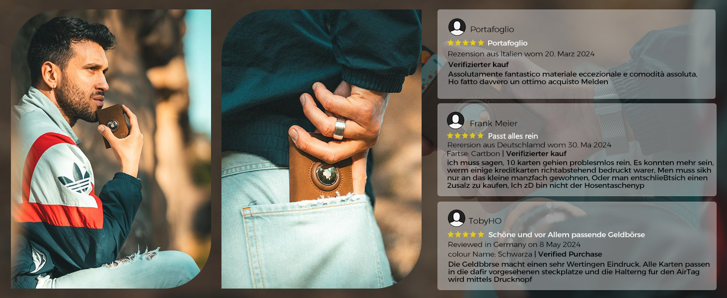 Портмоне DODENSHA® MagSnap для чоловіків з RFID захистом, відділенням для AirTag, картхолдером та відділенням для монет. Чорно-помаранчевий колір.