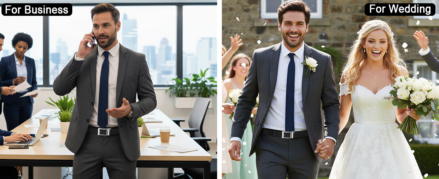 Чоловічий шкіряний ремінь ITIEZY з автоматичною пряжкою, без отворів, 35 мм, для ділового костюма, чорний, регульований розмір 103-110 см