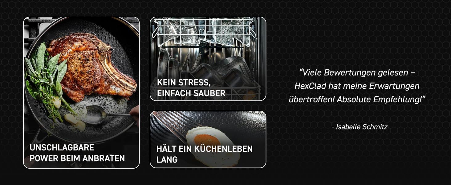 Сковорода HexClad Hybrid Ø 20 см – нержавіюча сталь з сотовою структурою, антипригарне покриття, для всіх плит (індукція), безпечна в духовці та посудомийній машині