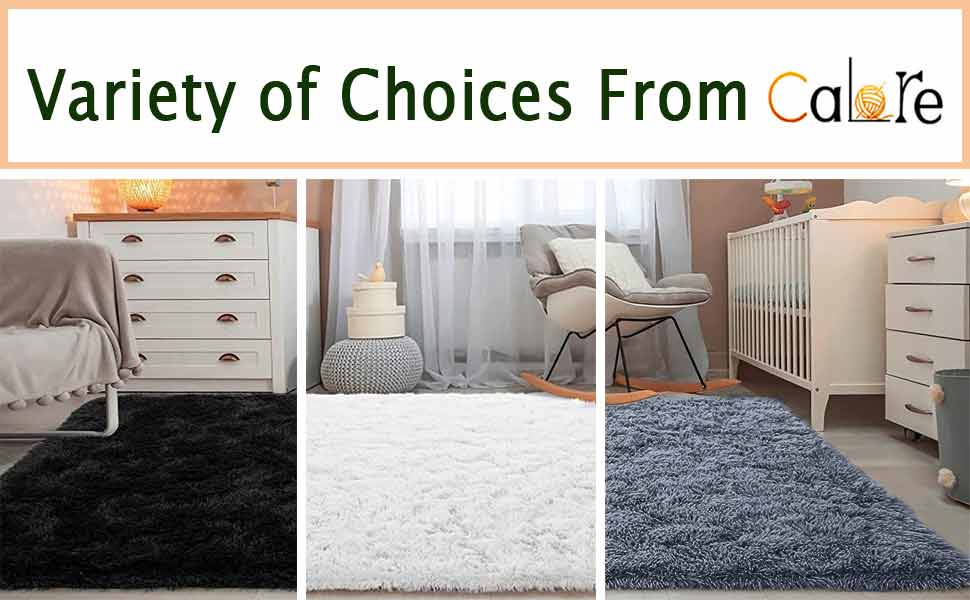 Пухнастий килим для спальні Calore з високим ворсом, 80x120 см, білий. Антиковзаюча підкладка, для вітальні, сумісний з пральною машиною