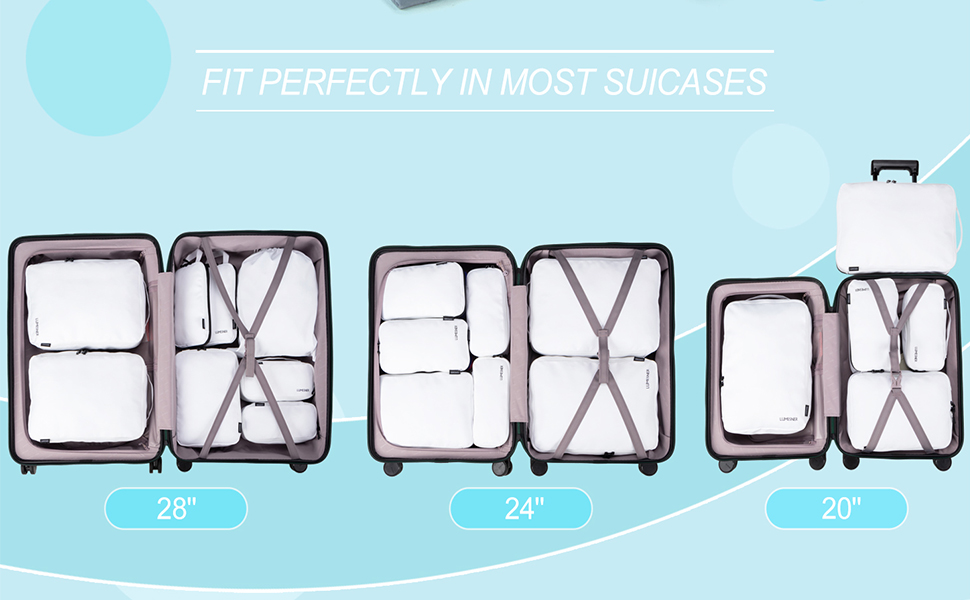 Органайзер для валізи 8 шт. Набір упакувальних сумок для подорожей, косметичка (білий)