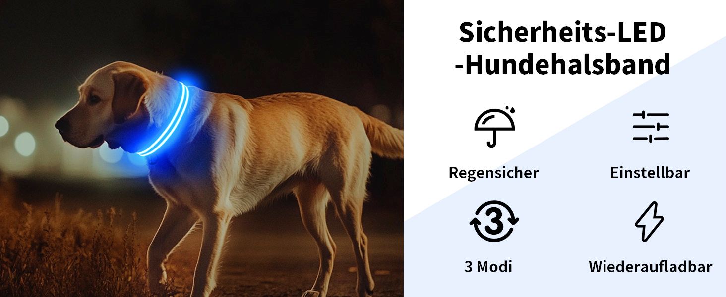 Світлодіодне нашийник для собак PcEoTllar, водонепроникний, 3 режими світіння, для малих, середніх та великих собак, рожевий