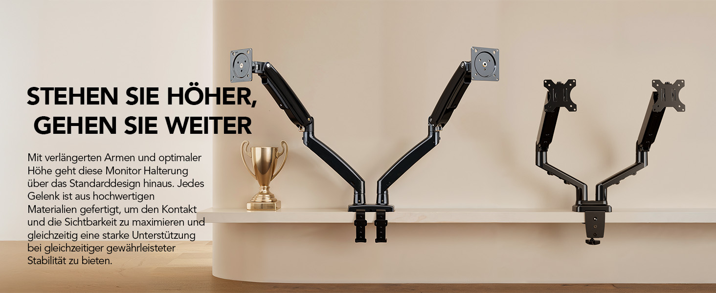 Кріплення для монітора HUANUO Gaming, 2 монітори, до 40 дюймів, регулювання висоти, USB, VESA, чорний