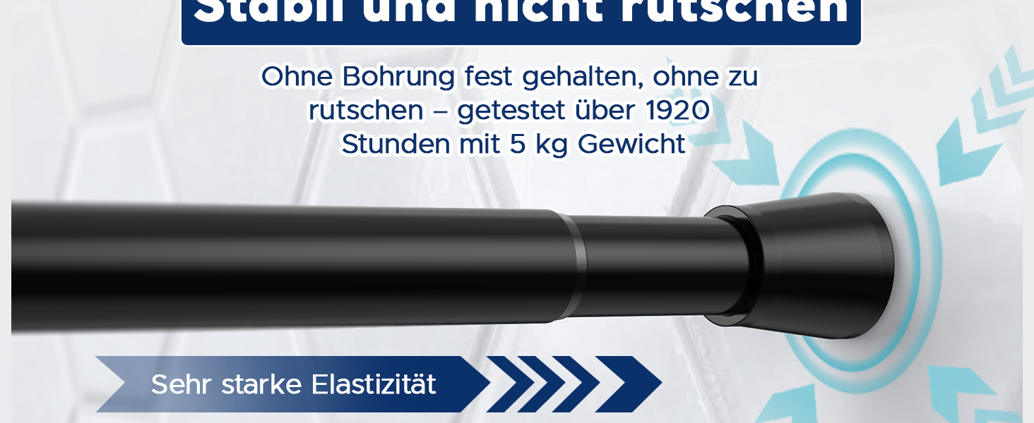 Штанга для карнизів без свердління – Ø 25 мм, 1 шт. Регульована телескопічна штанга для кріплення, для штор, душової завіси та гардеробу (Чорний, 71-98 см)
