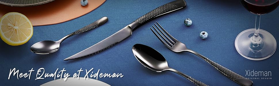 Набір столових приборів на 6 осіб, 24 предмети, нержавіюча сталь 18/10, золотий титан, сучасний дизайн, з двостороннім зазубреним ножем, для посудомийної машини