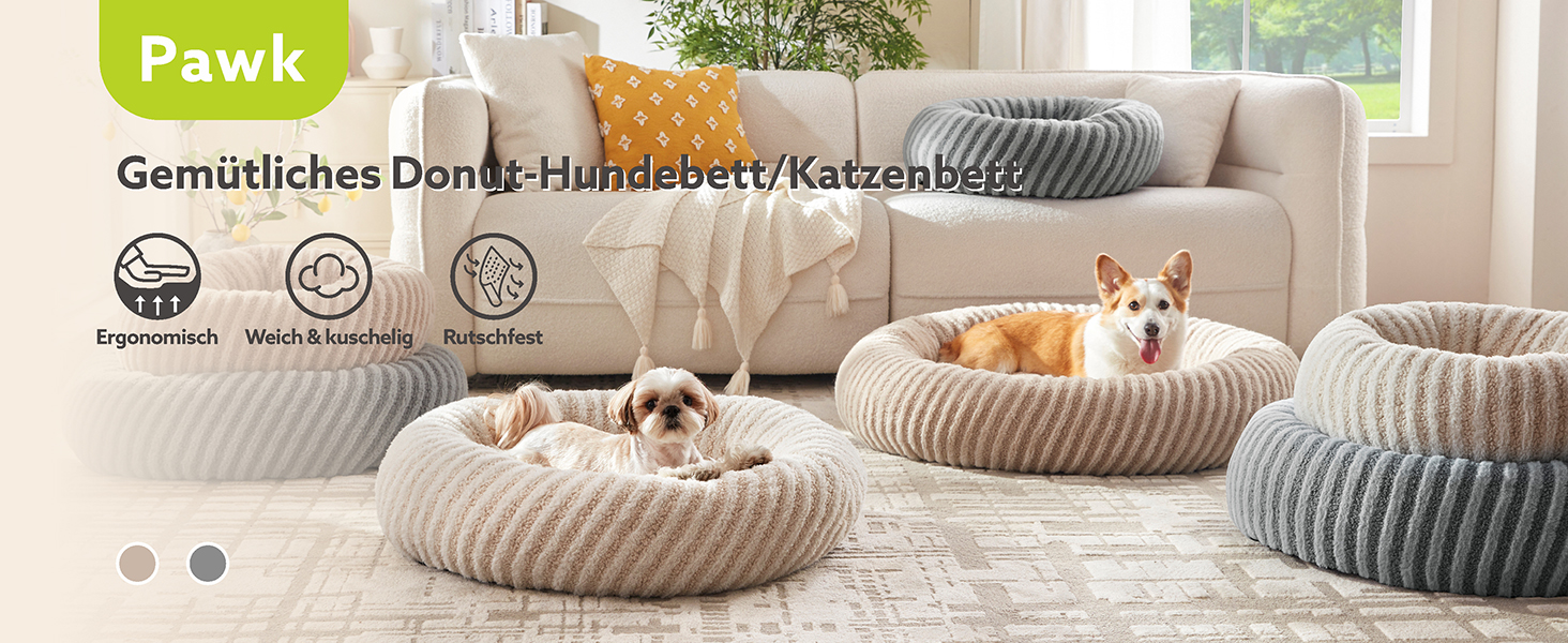 Кругле ліжко для собак середніх порід та котів, сіре. Зручне, миється, знімний кошик, наповнювач гранулят та Memory Foam, 76x76x20 см