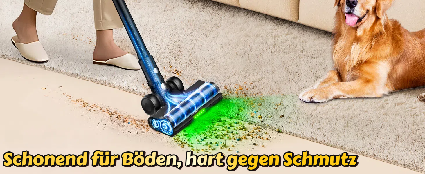 Бездротовий акумуляторний пилосос 48KPa/500W/55хв з LED-дисплеєм та станцією для зарядки, для прибирання шерсті тварин, килимів, твердих поверхонь та авто, чорний