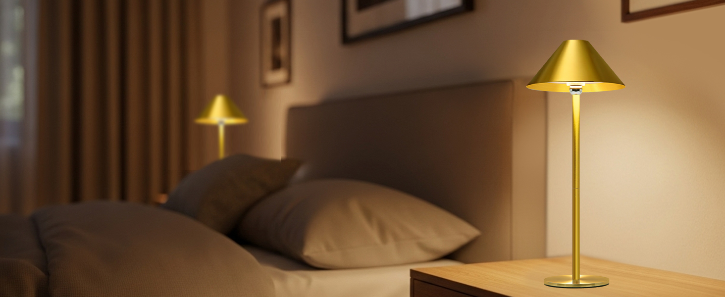 Світлодіодний настільний світильник Rosnek бездротовий, акумуляторний 4000 mAh, диммується, з магнітним кріпленням 360°, 3 режими освітлення, для дому та вулиці (Золотий, 2 шт)