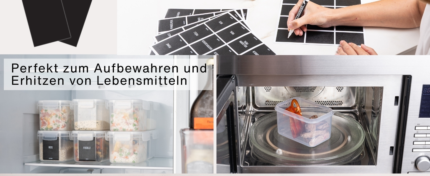 Набір контейнерів для зберігання Deco haus® (24 шт.) з кришкою, чорний - для продуктів, кухні, організації