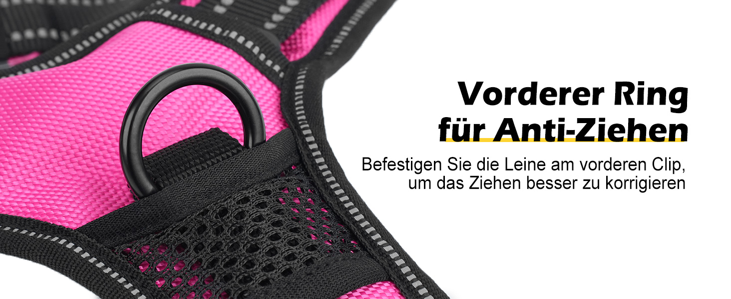 Світловідбиваючий нашийник для собак Joytale з LED, для середніх собак, не тягне, з ручкою, регульований, для нічних прогулянок, рожевий, розмір M (1 шт.)