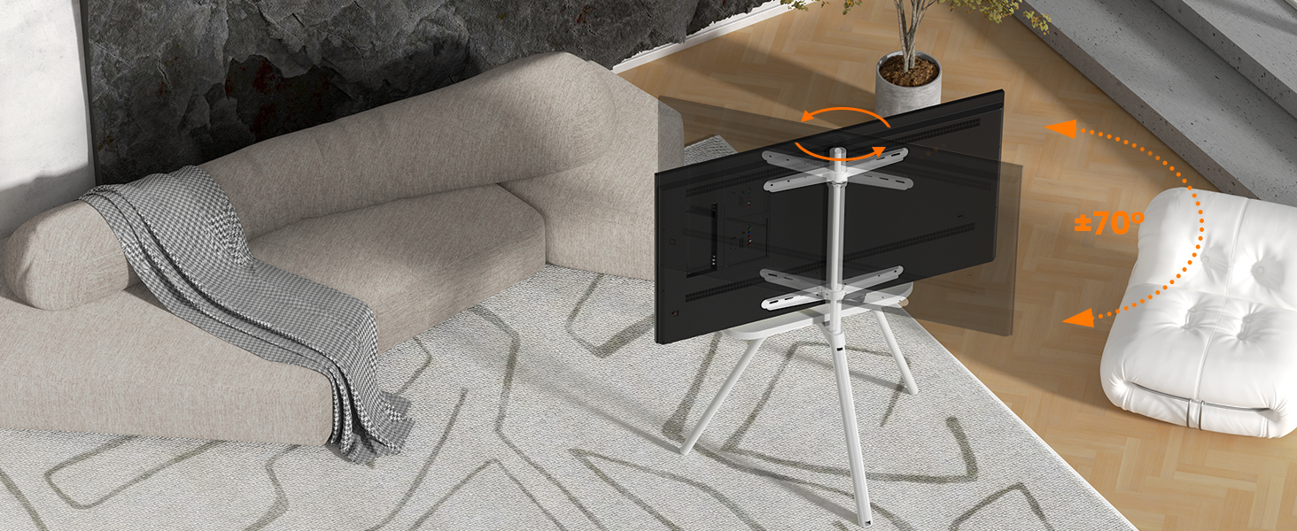 Підставка для телевізора PUTORSEN: поворотна, регульована по висоті, 43-65 дюймів, до 40 кг, VESA 400x400 (сірий або білий)