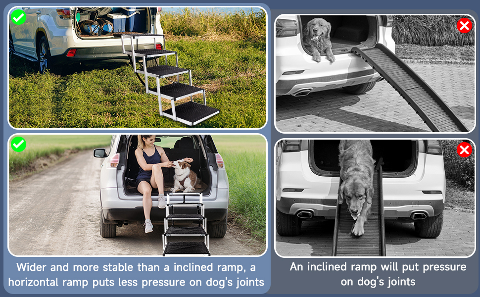 Foldable Dog Ramp for Cars - 5 Step Pet Stairs for Small, Medium, Large Dogs - Up to 70kg Capacity