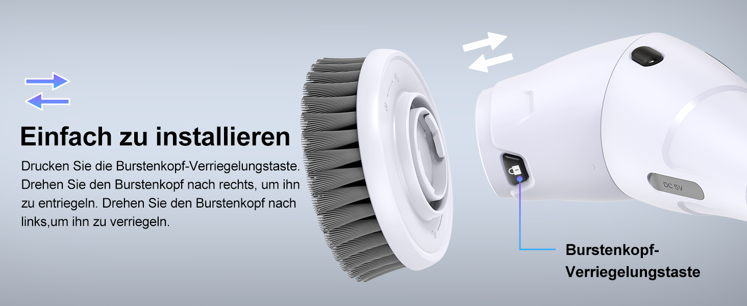 Електрична щітка для чищення з 8 насадок, регулювання швидкості, LED дисплей - для ванної, кухні, авто