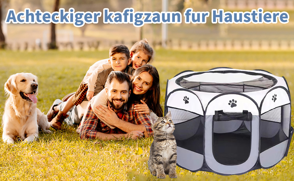 Клітка-вигул для цуценят та котів, 74x74x43 см, сірий (6 панелей)