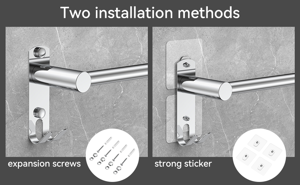 Висувна тримач для рушників 43-78 см, нержавіюча сталь, без свердління, для ванної кімнати та кухні