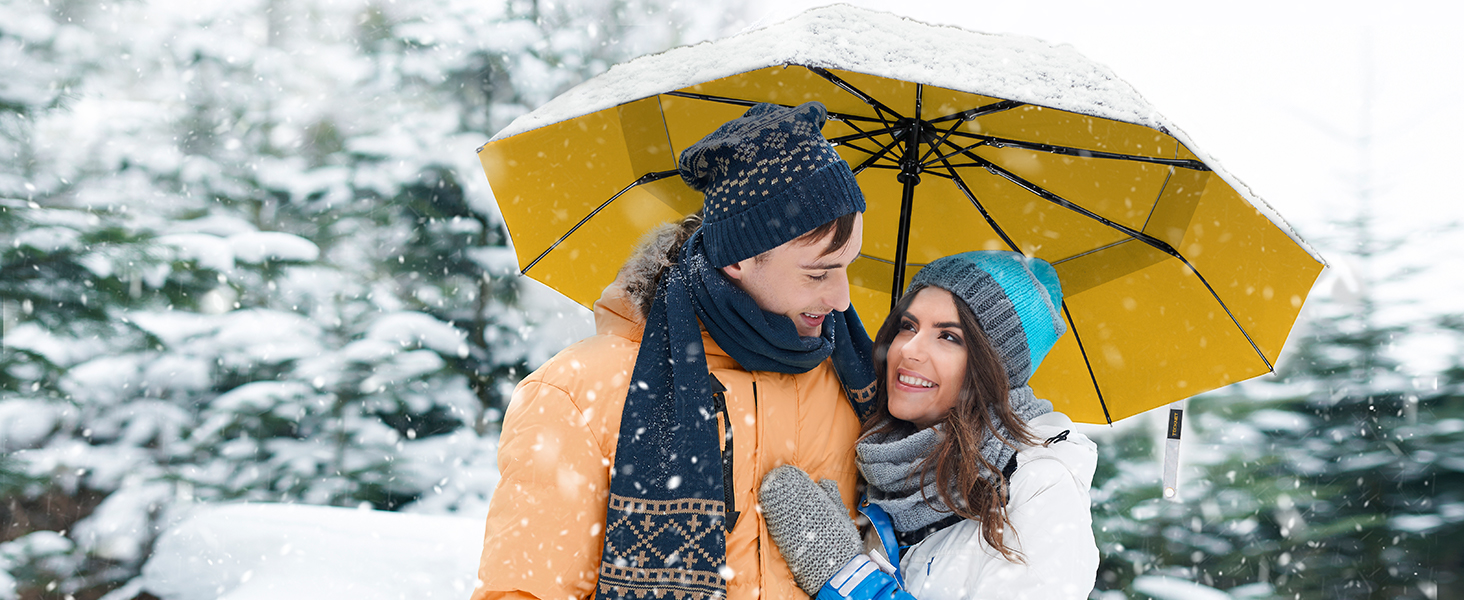 TECKNET Штормовий парасолька: великий автоматичний парасолька з 10 спицями, 104 см, стійкий до вітру, компактний, для подорожей, гольфу, чоловічий та жіночий (сріблястий&жовтий)