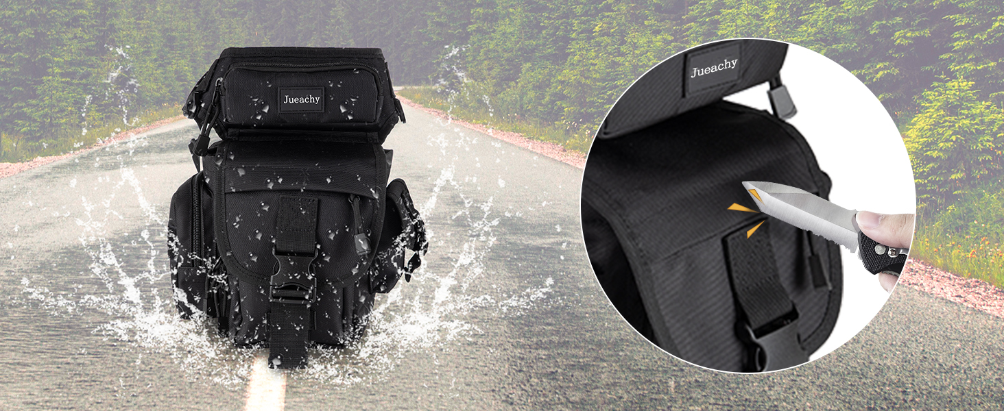 Тактична набедрена сумка Jueachy, водонепроникна, для мотоциклів, риболовлі, кемпінгу, чорна