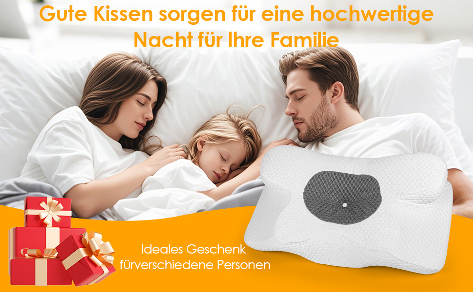 Ортопедична подушка Gaethra з Memory Foam для шиї, регульована висота, 63 x 34 x 9/12 см, білий