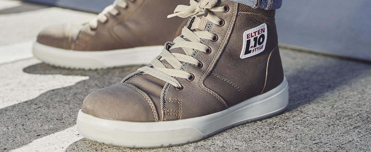 Робочі черевики ELTEN VINTAGE Mid ESD S3 для чоловіків, шкіряні, з металевим носком, легкі, спортивного стилю, сірого кольору, розмір 46 EU