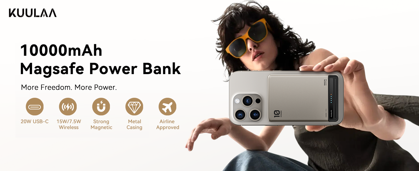 Power Bank Kuulaa Ultra Slim Magsafe 10000mAh 20W: Швидка зарядка, бездротовий акумулятор для iPhone