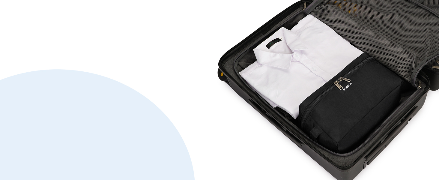 Чоловіча дорожня косметичка ECOHUB, водонепроникна, з відділенням для мокрого та сухого, двома блискавками, темно-синя, L