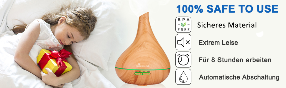 Аромадифузор Diffuserlove 500 мл з ультразвуком, 7 кольорів LED, автовимкнення та пультом дистанційного керування - для дому та офісу (жовтий)