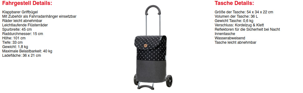 Сумка-візок для покупок ANDERSEN Scala Shopper Duko, 36 л, водовідштовхуюча, складана, з безшумними колесами (Чорна)