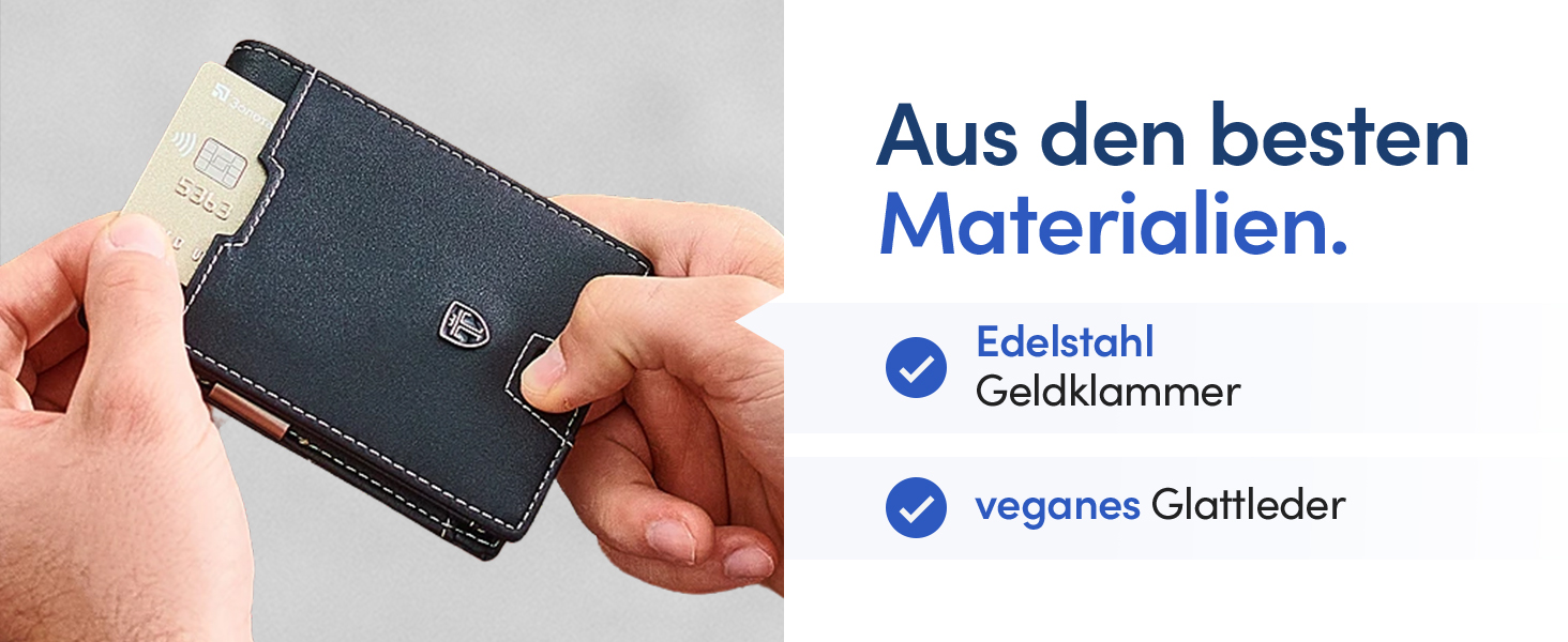 Чоловічий шкіряний гаманець Travando New York з кліпсою для грошей, RFID захистом, компактний, чорний та білий