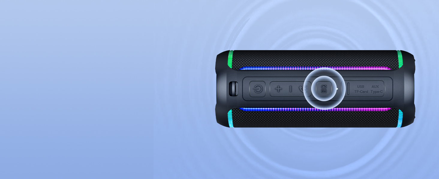 Ortizan Bluetooth колонка з LED підсвіткою, 40 Вт, IPX7 водонепроникна, 30 год роботи, чорна