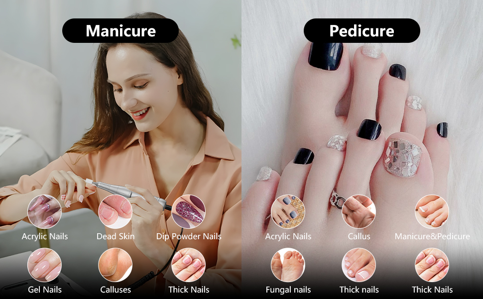 Професійний портативний фрезер для нігтів 45000 об/хв з LCD-дисплеєм - для акрилу та гелю, 11 насадок, рожевий/білий