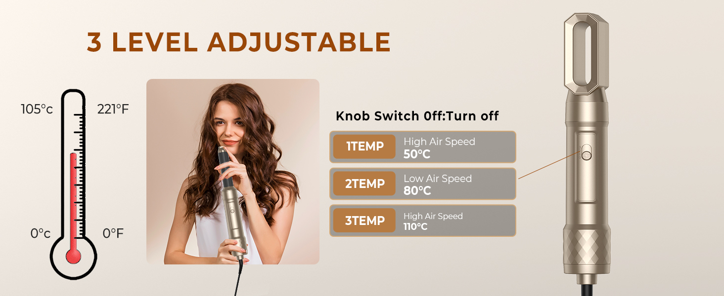 Air Styler 7-в-1: Фен-щітка, плойка, випрямляч. Зібрано 7 функцій у 1 золотому приладі. 110 000 обертів/хв, іонізація, складне зберігання. Ідеально для створення зачісок, локонів та випрямлення волосся.