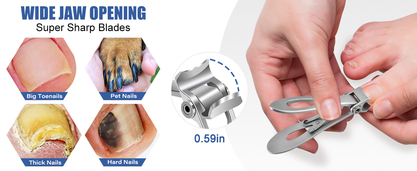 Ножиці для обрізання нігтів на ногах для літніх людей та чоловіків з широким отвором, довга ручка, гострі леза. Набір для педикюру