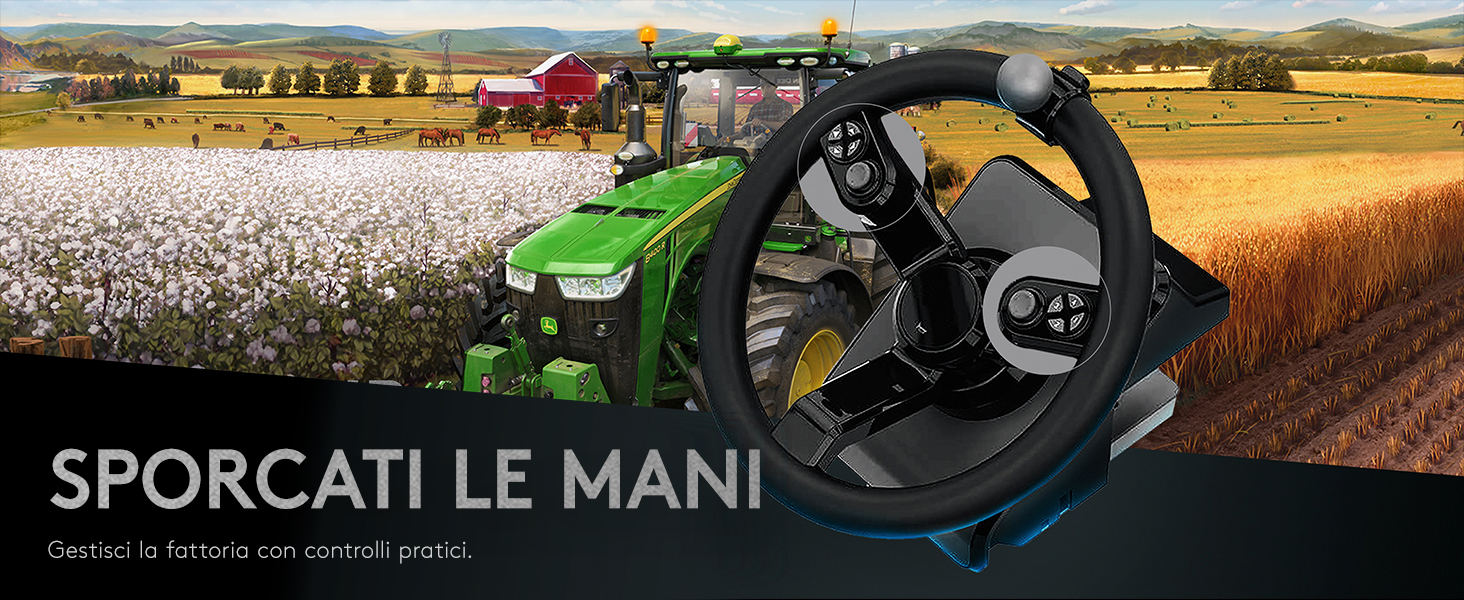 Контролер Saitek Farm Sim від Logitech G для Farming Simulator: кермо, панель керування, педалі газу та гальма, 900° оберт, 38+ кнопок, USB, PC/Mac - Чорний