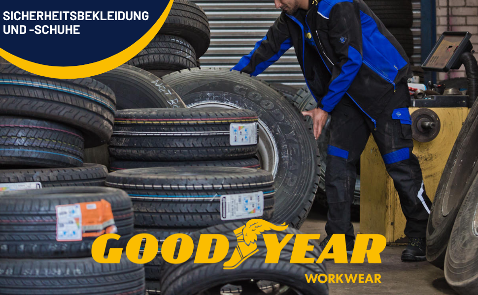 Черевики робочі Goodyear S1P/SRA/HRO для чоловіків, металозахисні, композитна підошва, розмір 42, чорно-жовті