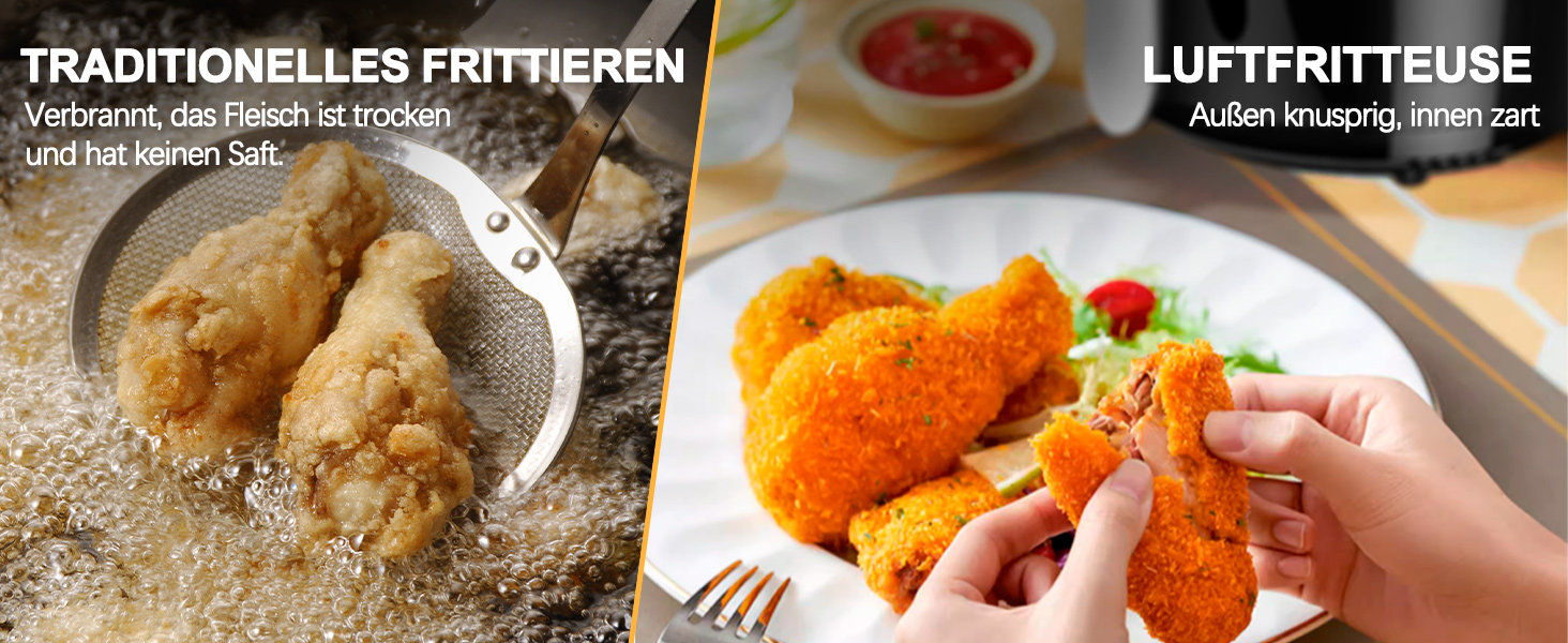 Фритюрниця без олії Air Fryer NWOUIIAY 1800W з LED-touchscreen 5.5L, 7 програм, цифровий дисплей